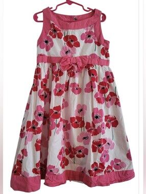 GYMBOREE Pink and Red Floral Bow Dress